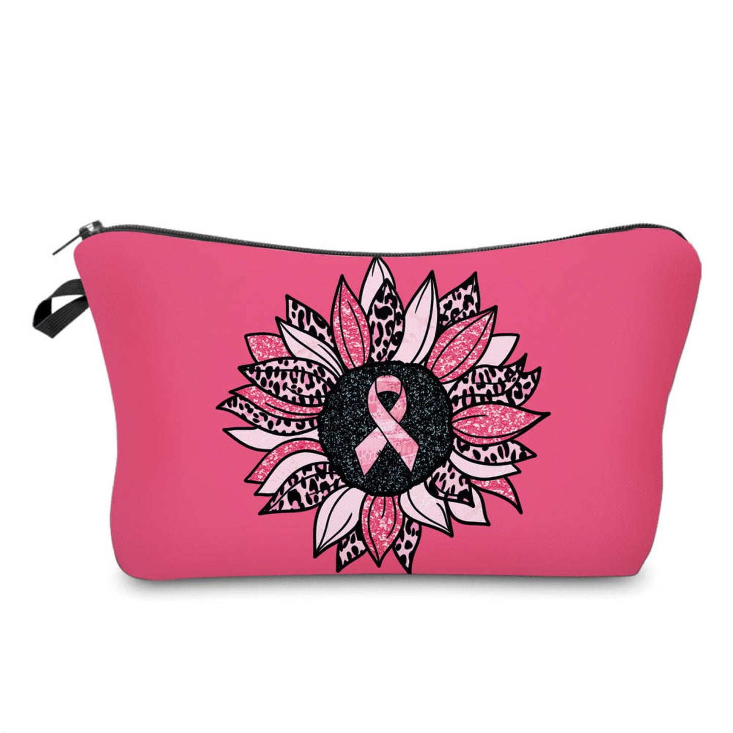 Ribbon Sunflower on Pink - Water-Resistant Multi-Use Pouch
