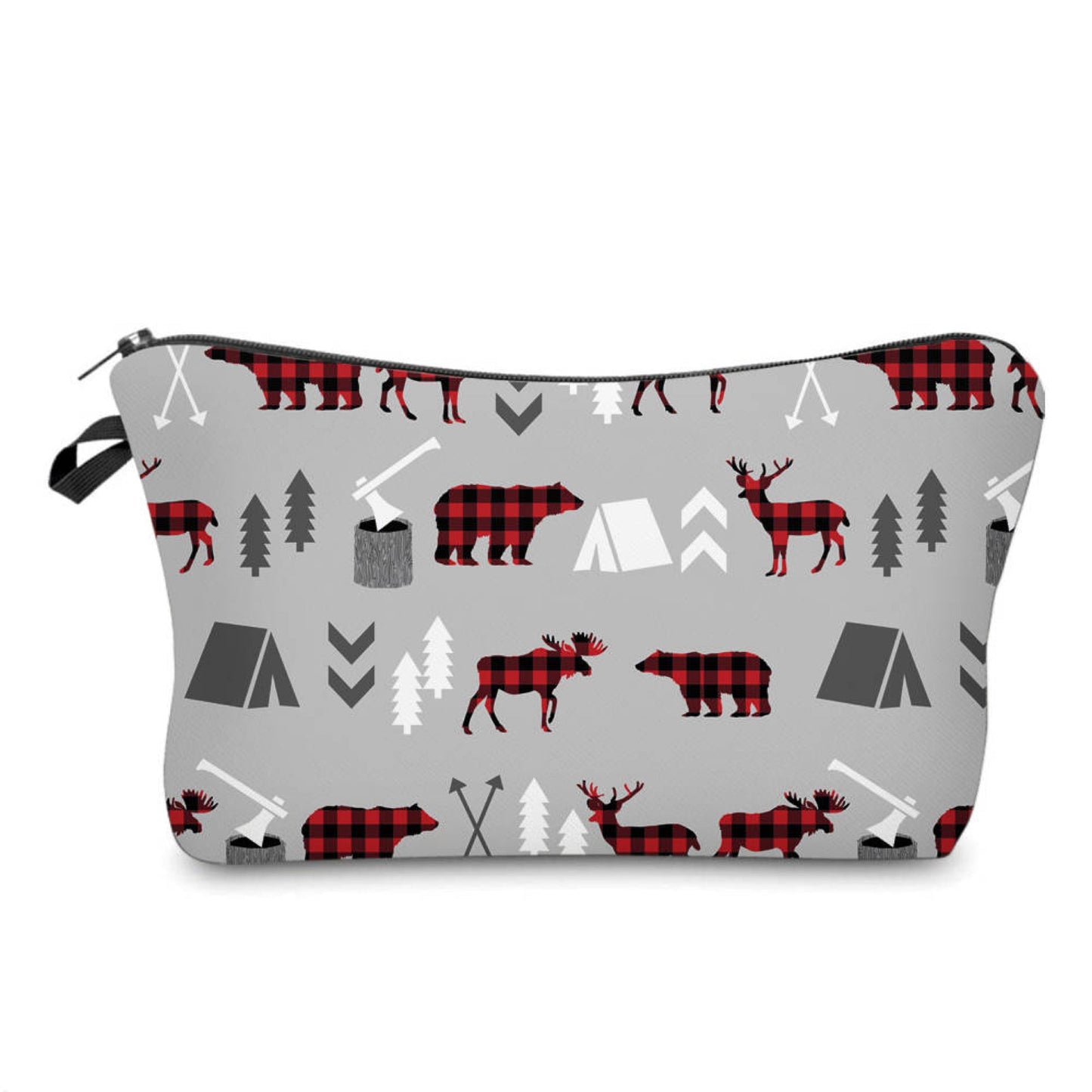 Plaid Woodland Creatures on Grey - Water-Resistant Multi-Use Pouch