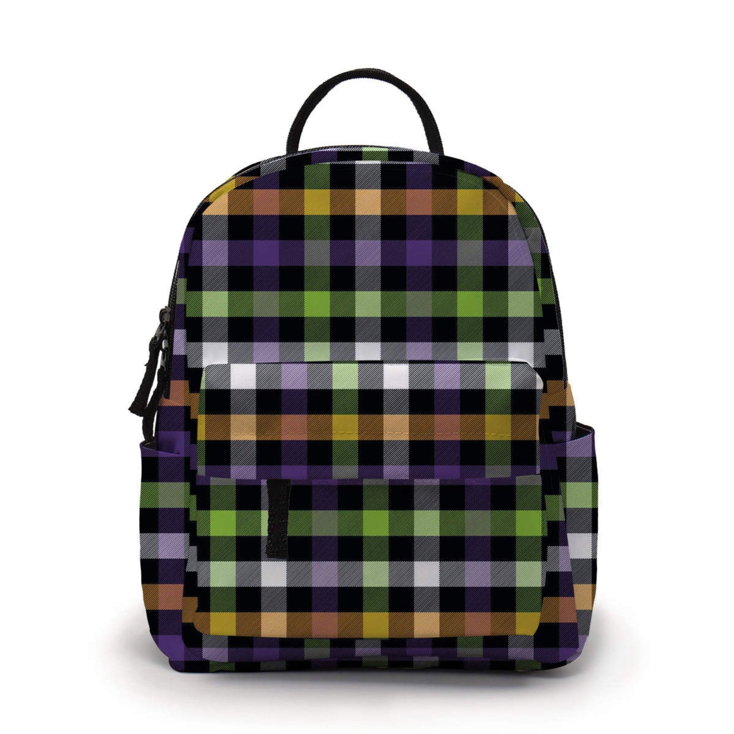 Purple Lime Plaid - Water-Resistant Mini Backpack