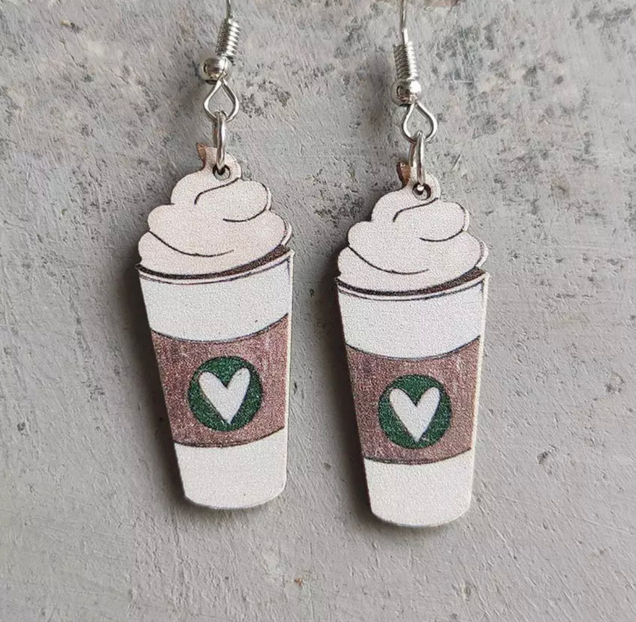 Coffee Cup Shaped Wooden Earring