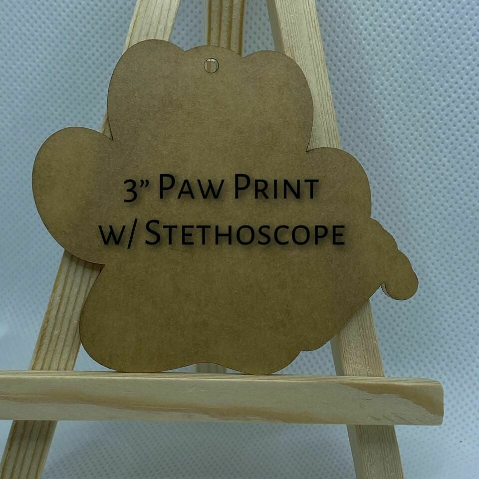 3" Custom Paw Print with Stethoscope