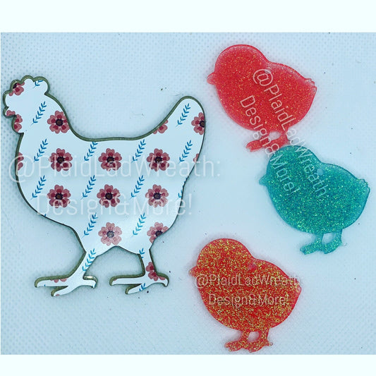 3" Hen & 3 1.5" Chicks - Mommy & Me Keychain Set