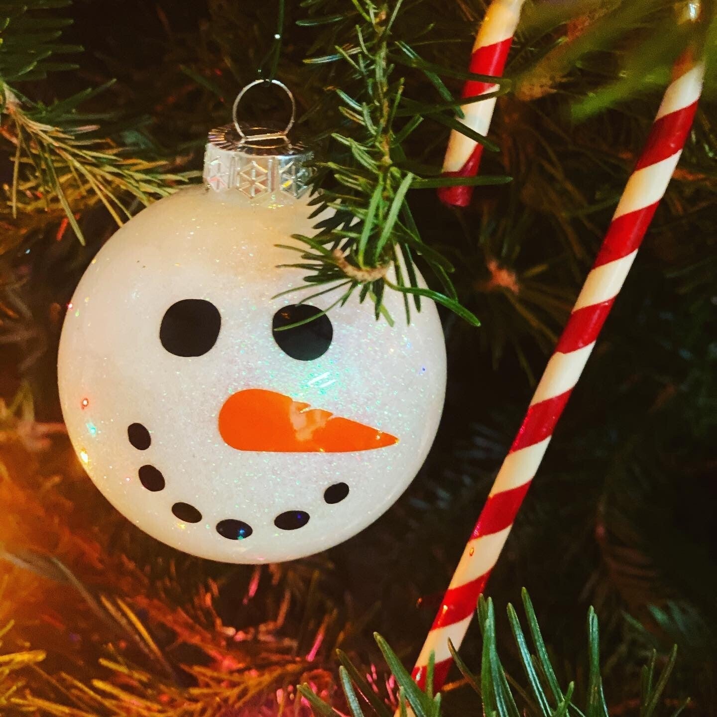 Glass Snowman/Snowwoman Ornament Set