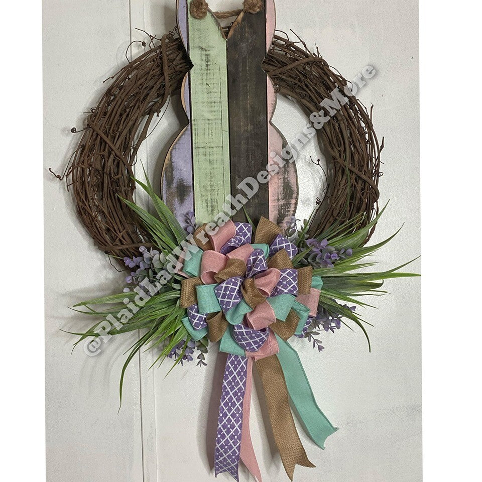 Rustic Easter Bunny Grapevine w/ Florals/Greenery/Bow